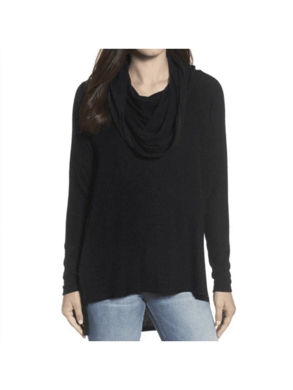 GAP Black Long-Sleeve Cowl Neck Tee